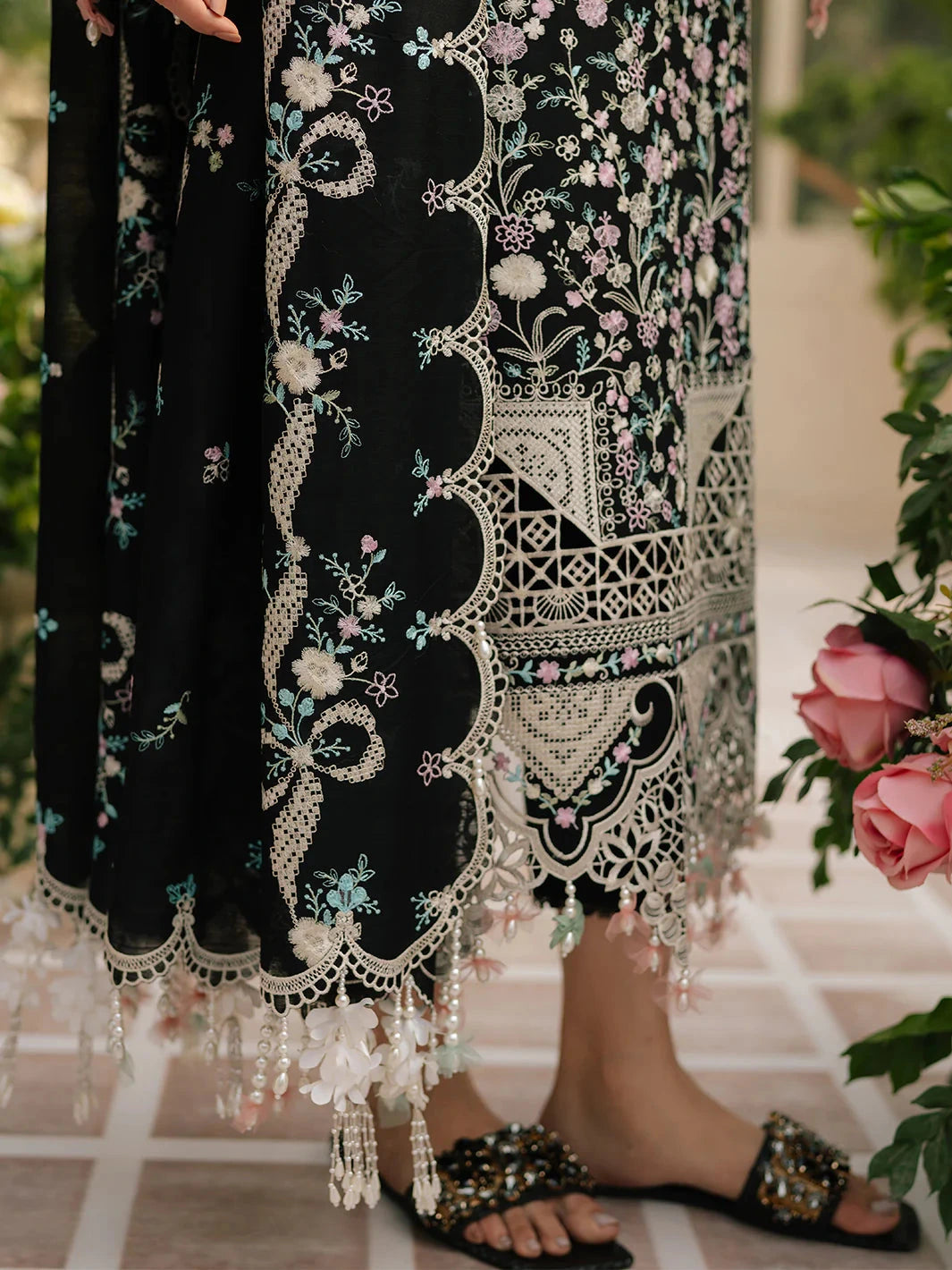 BIN ILYAS - 3PC Luxury Lawn Embroidered Suit