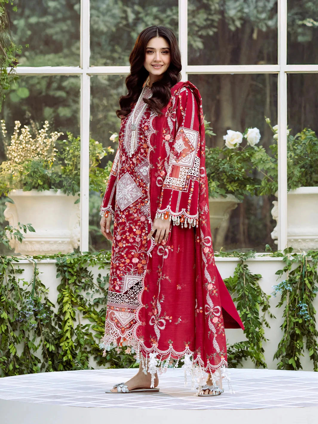 BIN ILYAS - 3PC Luxury Lawn Embroidered Suit
