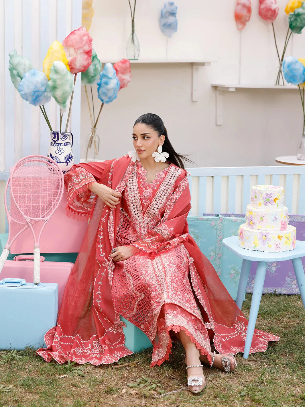 BIN ILYAS - 3PC Luxury Lawn Embroidered Suit