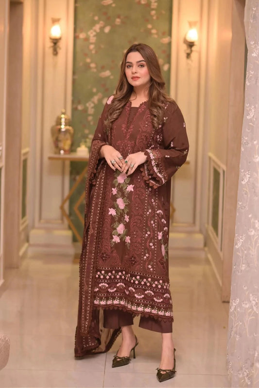 Aneelas - 3PC Luxury Lawn Embroidered Suit