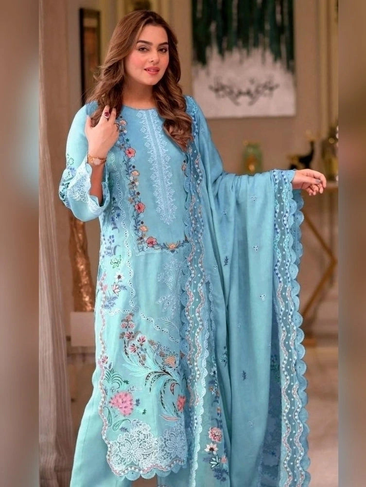 Aneelas - 3PC Luxury Lawn Embroidered Suit