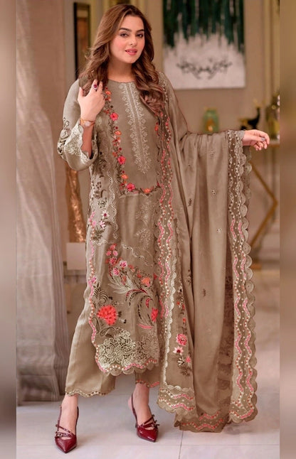 Aneelas - 3PC Luxury Lawn Embroidered Suit