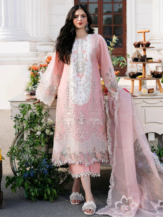 BIN ILYAS - 3PC Luxury Lawn Embroidered Suit