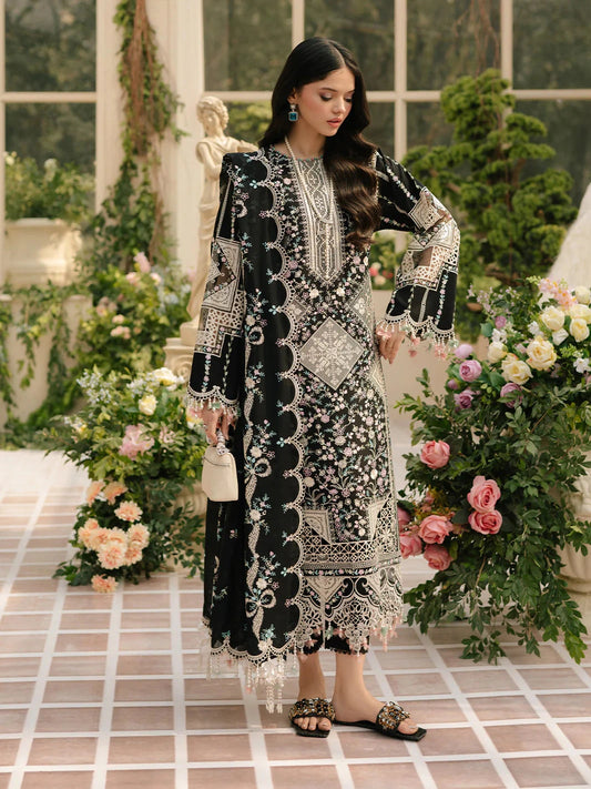 BIN ILYAS - 3PC Luxury Lawn Embroidered Suit