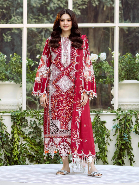 BIN ILYAS - 3PC Luxury Lawn Embroidered Suit