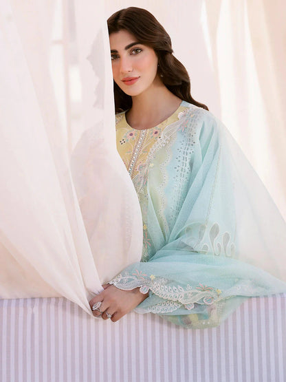 BIN ILYAS - 3PC Luxury Lawn Embroidered Suit