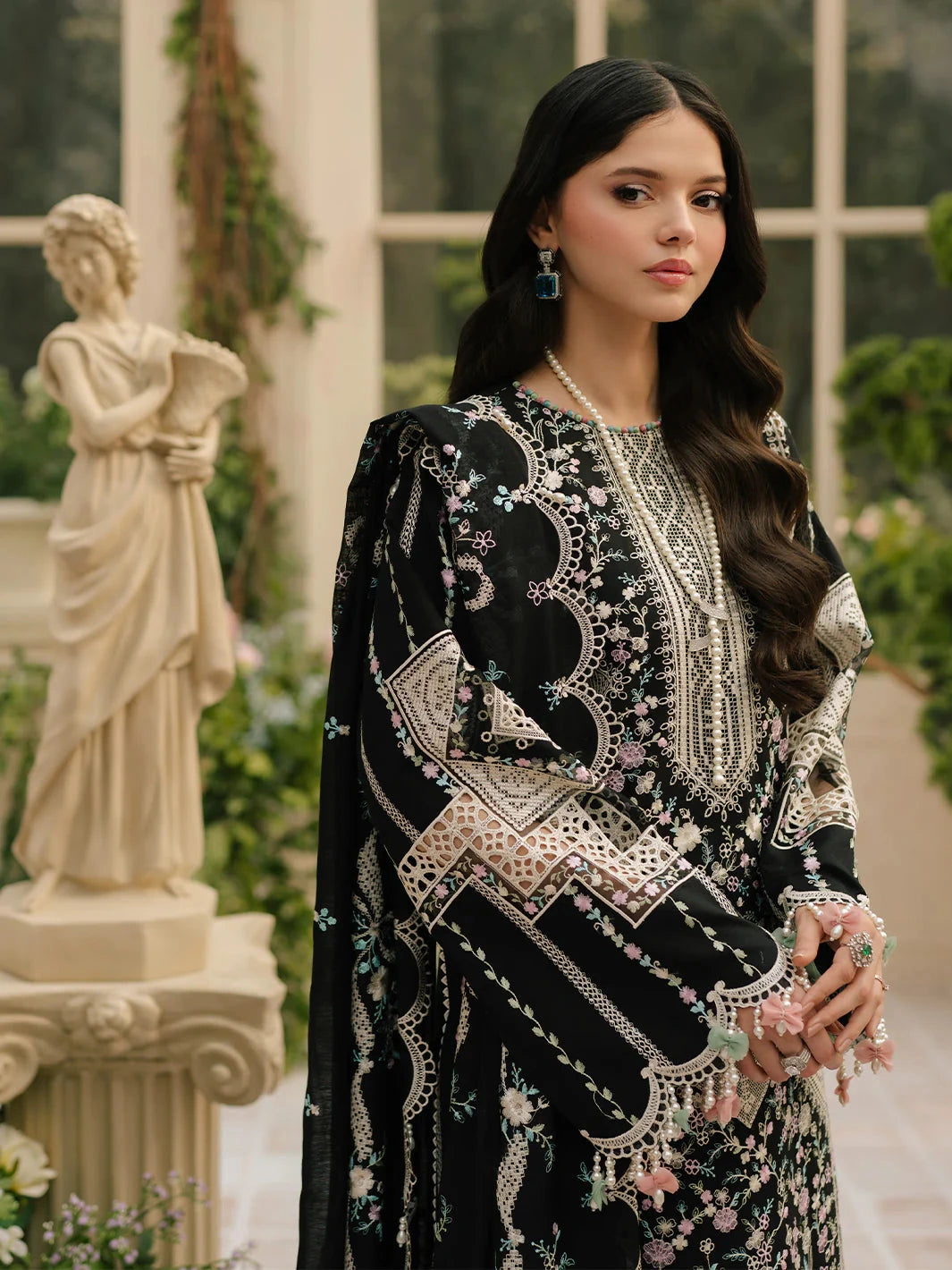BIN ILYAS - 3PC Luxury Lawn Embroidered Suit
