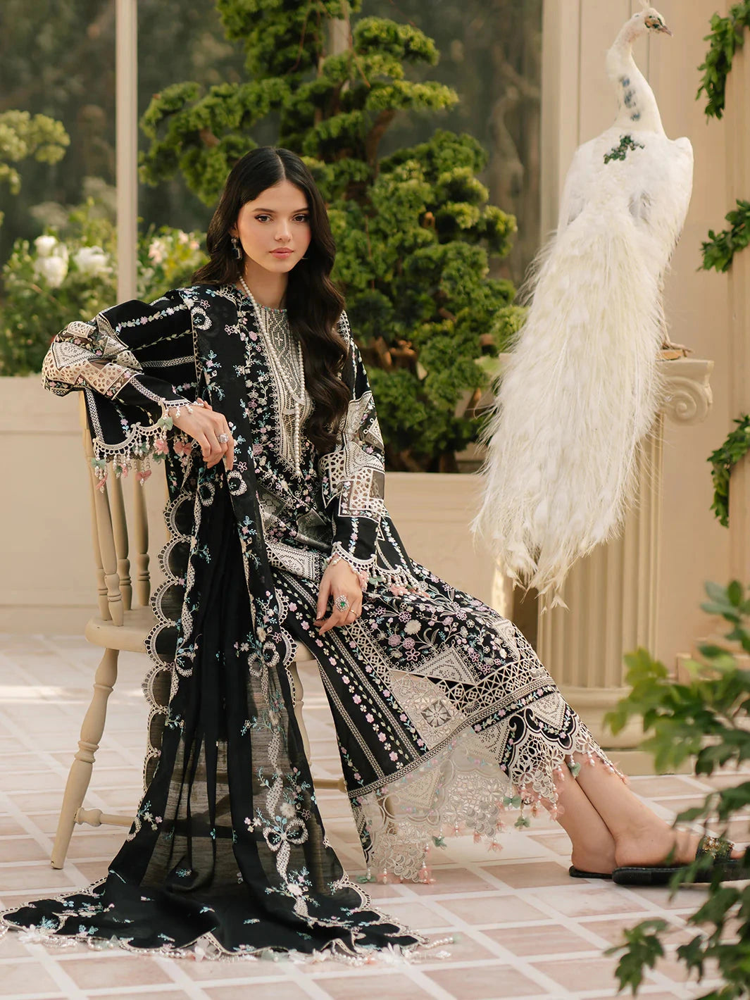BIN ILYAS - 3PC Luxury Lawn Embroidered Suit