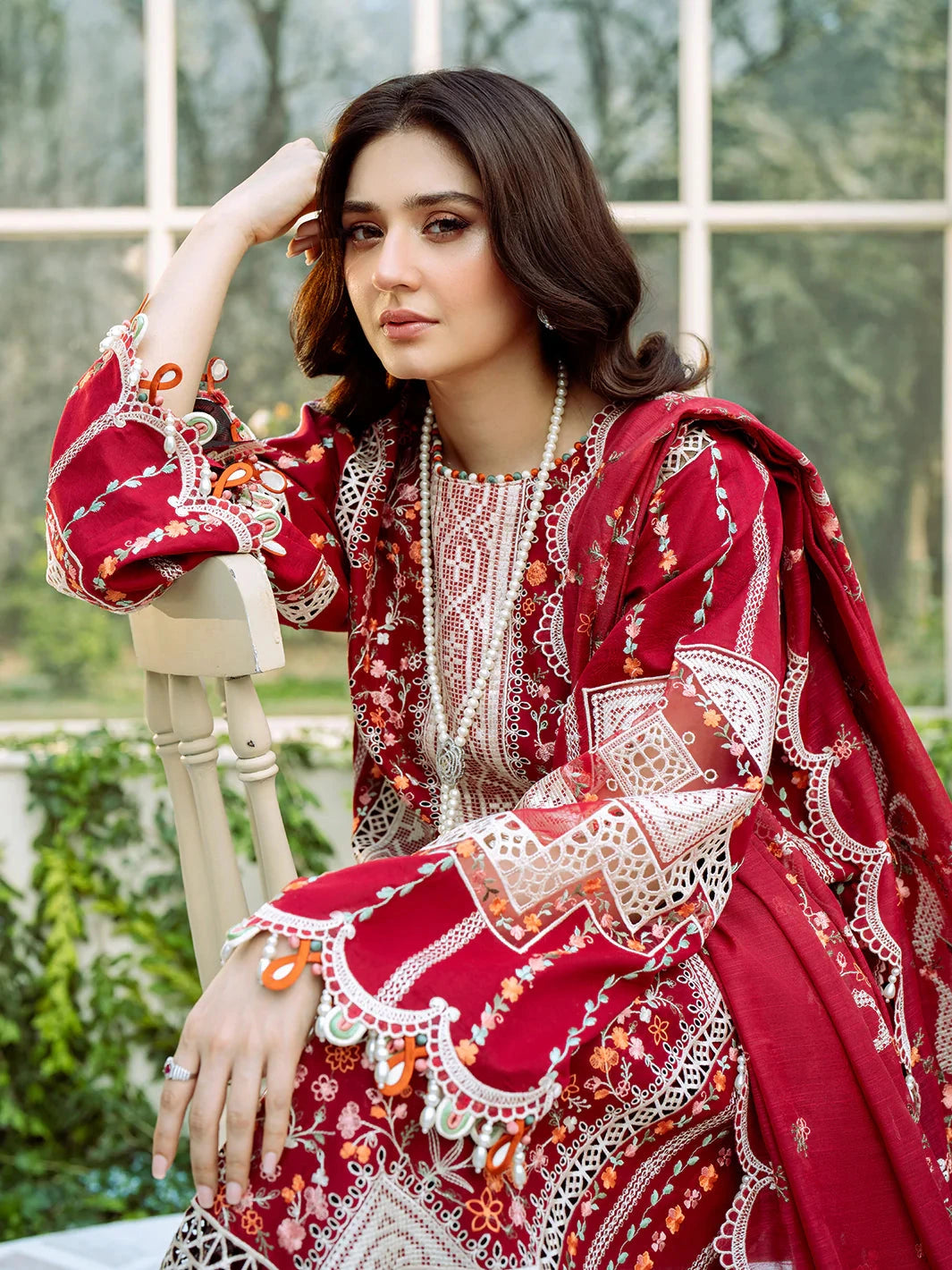 BIN ILYAS - 3PC Luxury Lawn Embroidered Suit