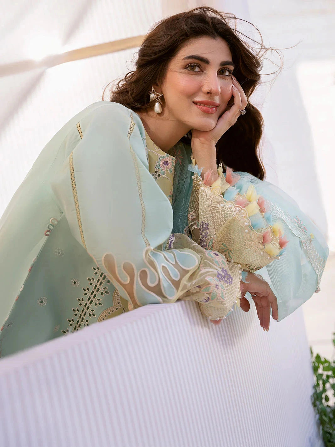 BIN ILYAS - 3PC Luxury Lawn Embroidered Suit