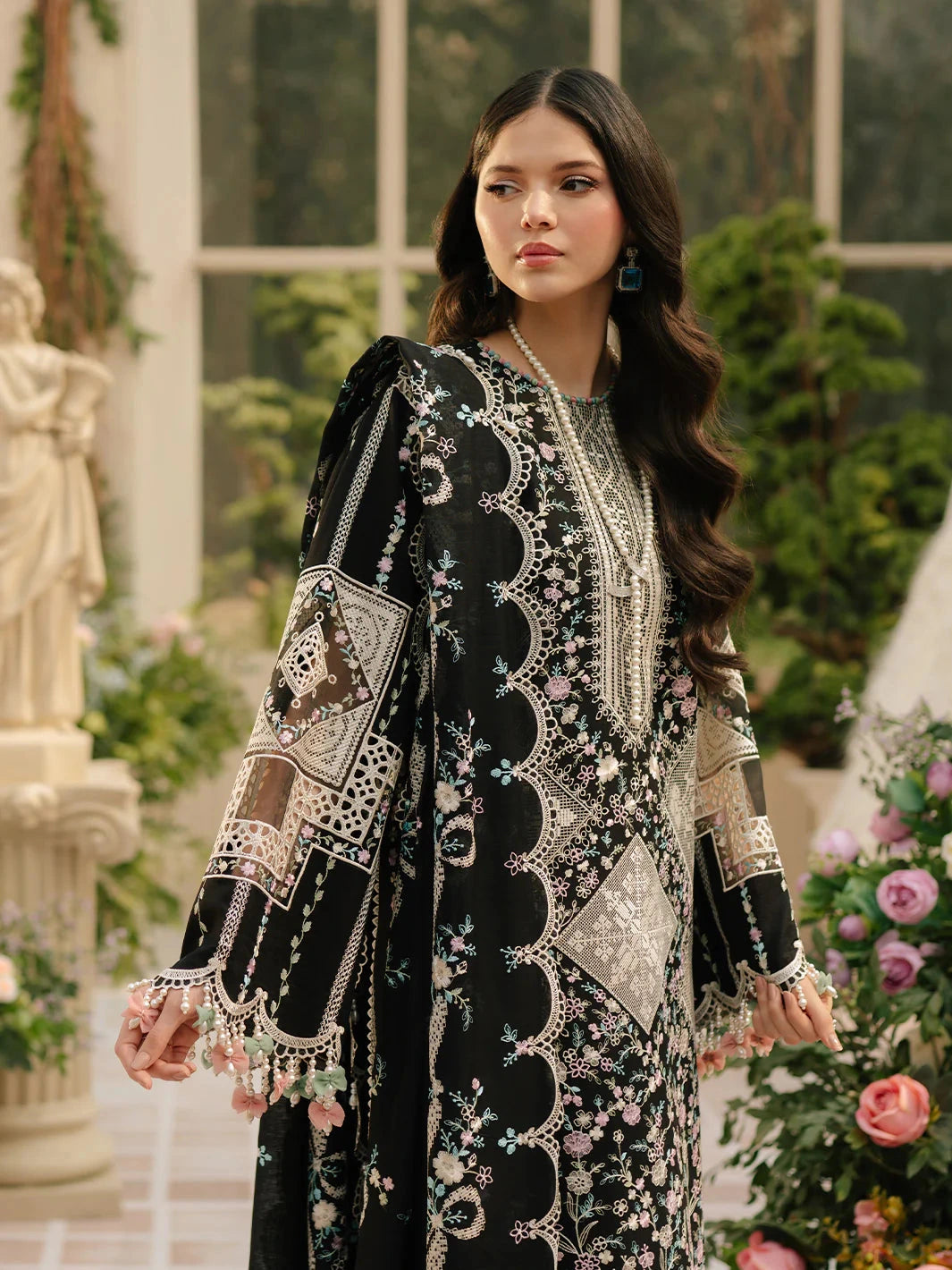 BIN ILYAS - 3PC Luxury Lawn Embroidered Suit