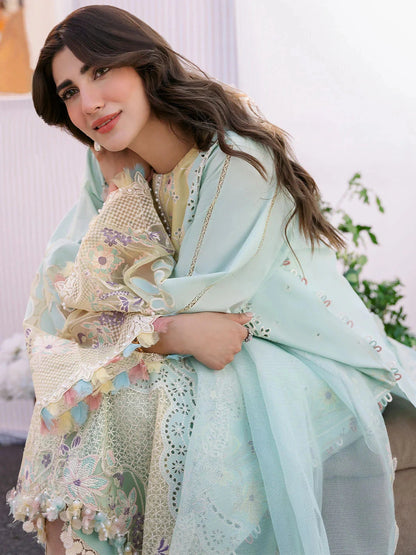 BIN ILYAS - 3PC Luxury Lawn Embroidered Suit