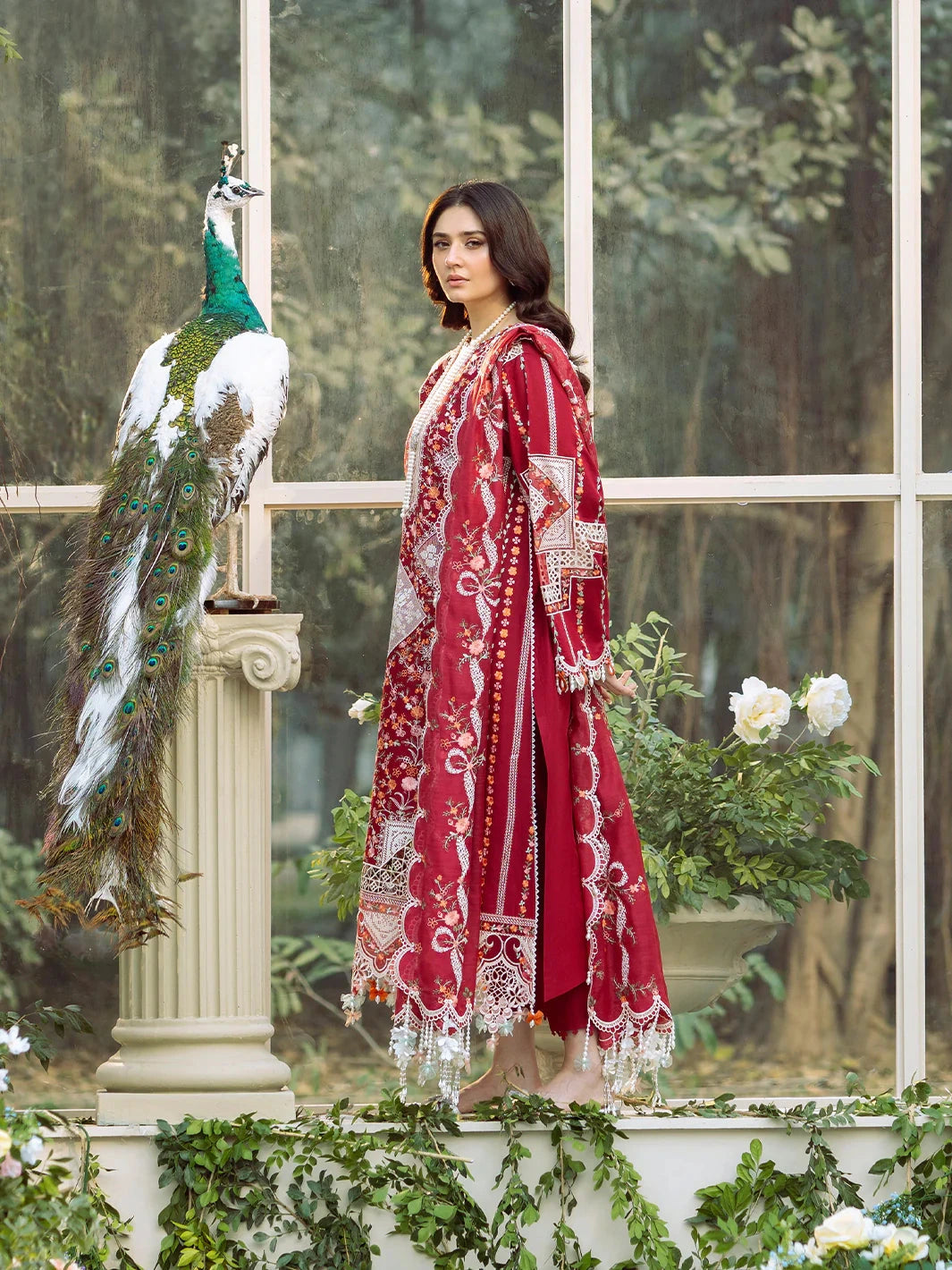 BIN ILYAS - 3PC Luxury Lawn Embroidered Suit