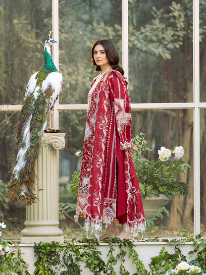 BIN ILYAS - 3PC Luxury Lawn Embroidered Suit