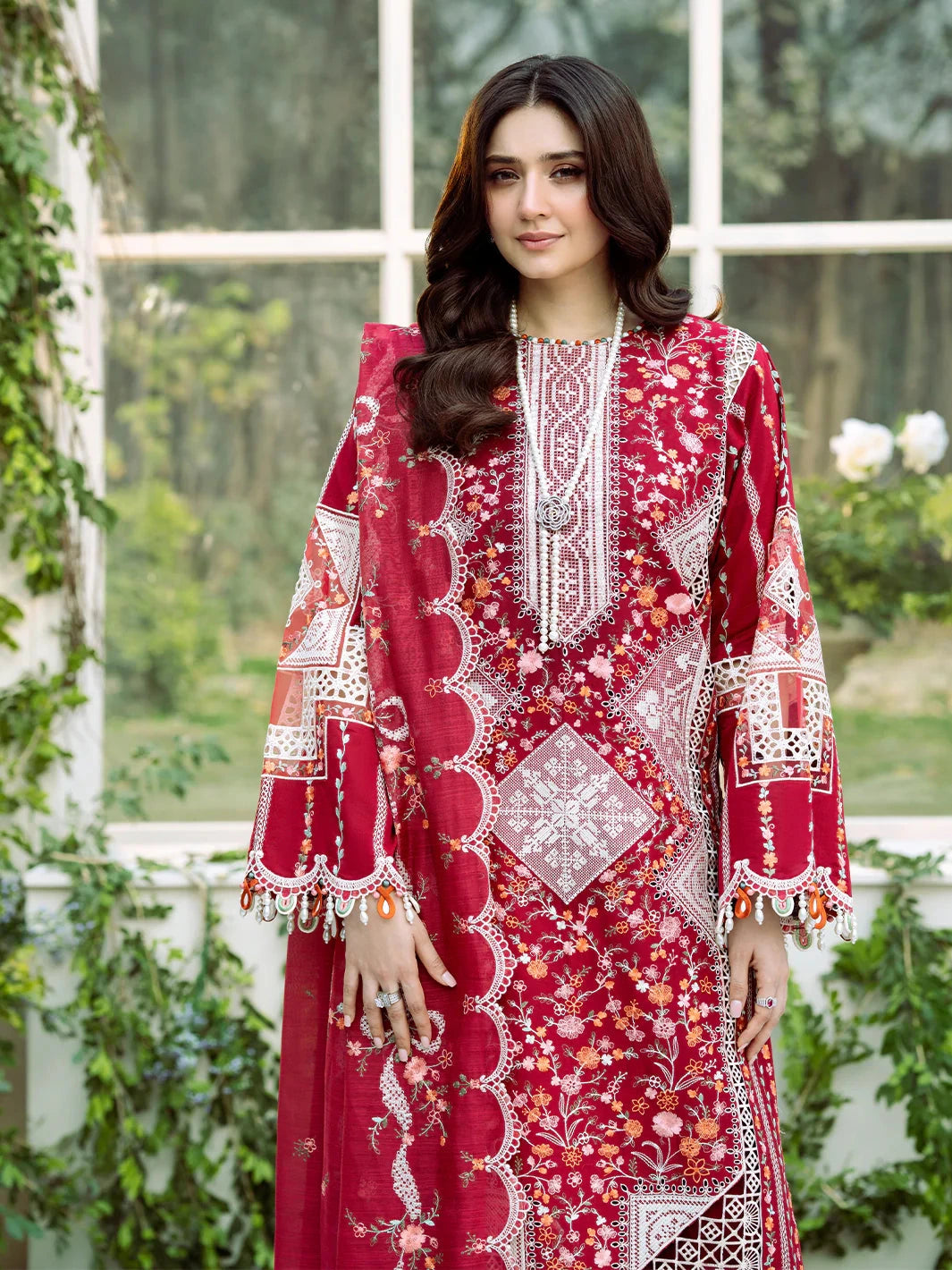 BIN ILYAS - 3PC Luxury Lawn Embroidered Suit