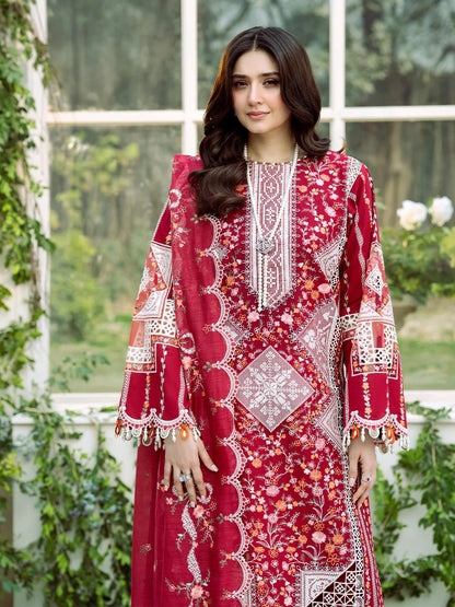 BIN ILYAS - 3PC Luxury Lawn Embroidered Suit
