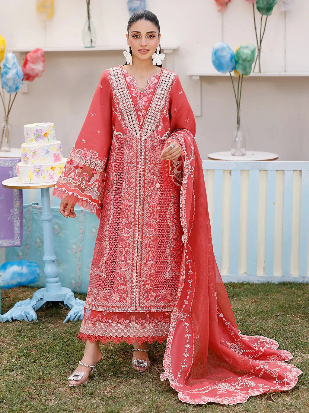 BIN ILYAS - 3PC Luxury Lawn Embroidered Suit