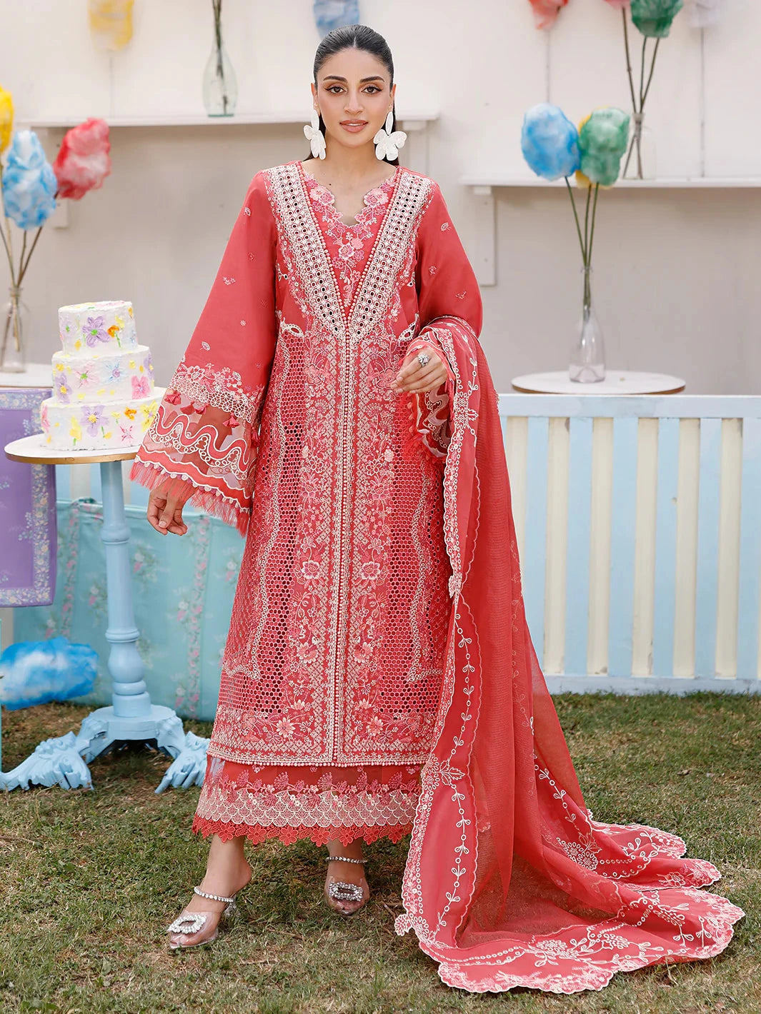 BIN ILYAS - 3PC Luxury Lawn Embroidered Suit
